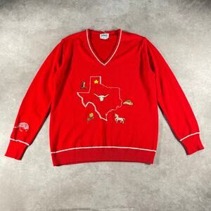 Women’s 70’s Adee Texas Western Knitwear V Neck Sweater XL